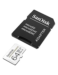 SanDisk   Tarjeta microSDXC de 64 GB de alta resistencia con adaptador para sistemas de monitorado de salpicaderos y hogares, C10, U3, V30, 4K UHD, tarjeta micro SD, Sdsqnr 064G GN6IA