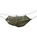 Rusee Camping Hammock with Net Outdoor Hammock Travel Bed Lightweight Parachute Fabric Double Hammock for Outdoor, Camping, Hiking, Backpacking, Backyard (Army Green)