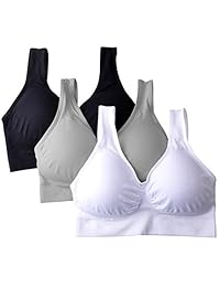 Sujetador acolchado deportivo para dama, sin costuras, Spandex, para yoga, 3 unidades