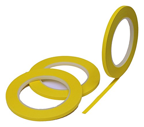 3pk 1/4 in x 60yd Bright Yellow Masking Tape Extra Sticky PRO Grade High Stick Special Project Painters Tape Painting Trim Arts Crafts School Home Office 21 Days 6MM x 55M .25 inch NOT Cream Colored - Thumbnail 3