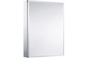 Movo Medicine Cabinet with Mirror, 24 Inch x 30 Inch Aluminum Mirror Cabinet with Single Door, Bathroom Medicine Cabinet, Surface Mount or Recess Installation