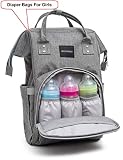 Diaper Bag for Dad Girls and Boys - Baby Backpack with Free Changing Pad - Waterproof Maternity Bag Organizer for Girls - Large Capacity Nappy Tote Stylish and Durable for Men and Women -Grey