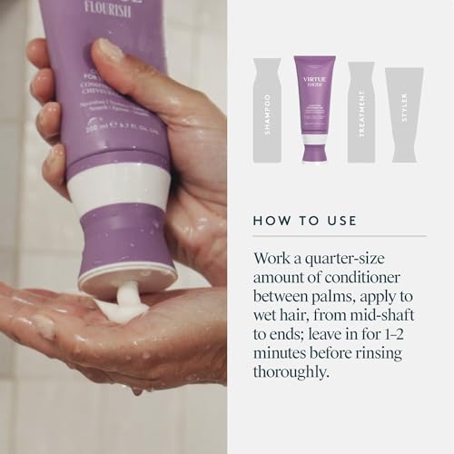 VIRTUE Flourish Conditioner for Fine or Thinning Hair, Sulfate Free Hair Growth Product, Detangles and Thickens, Color Safe