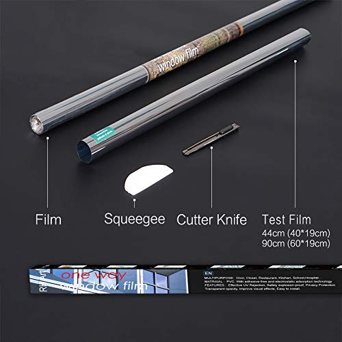 UPSTONE One Way Mirror Window Film, Window Tint for Home Privacy Film Anti UV Window Tint Film (Black-Silver, 35.4 Inch x 6.56 Feet)