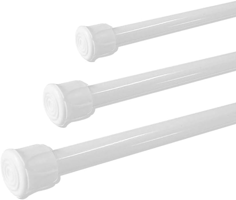 3 Pack 60-110 CM Telescopic Spring Loaded Tension Rod for Window Curtain/Door Curtain/Closet/Cabinets, White
