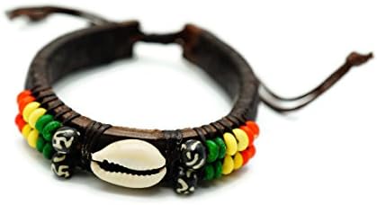 PertidHawaii Style Leather Bracelets for Men Women Vintage Wooden Beaded Bracelets Cuff Rope Bracelet No.88