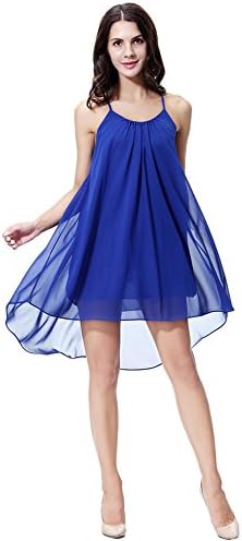 Hengzhi Women's Sexy Backless Spaghetti Strap Semi-Transparent Chiffon Maxi Beach Slip Dress