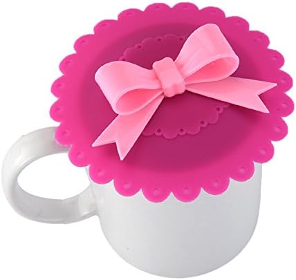 Silicone Cup Lid Bowknot,JoyStreet Cute Coffee Tea Cup Mug Lid Cap Leakproof Glass Cup Cover Hotpink