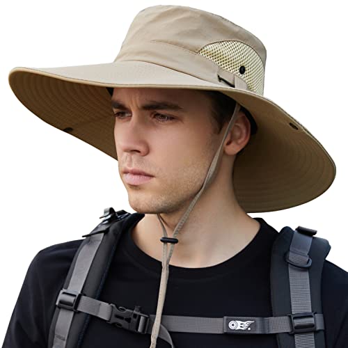 Muryobao Mens Sun Hat Summer Outdoor UPF50+ UV Protection Waterproof Wide Brim Bucket Hats