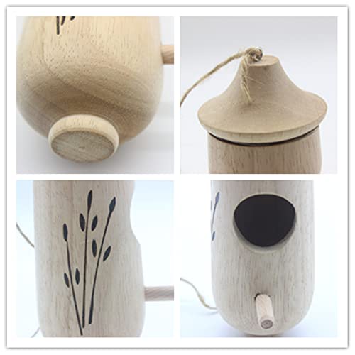 Hummingbird House, 3pcs Hanging Hummingbird House, Wooden Hummingbird House with 4Pcs Mini Ring Feeder, Outdoor Hanging Hummingbird Nest, Hummingbird House for Outdoor Home Decoration in Garden.