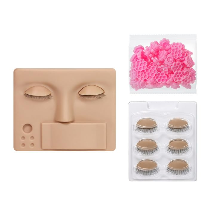 ANNAFRIS Eyelashes Extension Mannequin Head Replaced Eyelids Mannequin Head Practice Eyelashes Extension Training Head with 4 Pairs Removable Eyes(Head B-Skin Color)