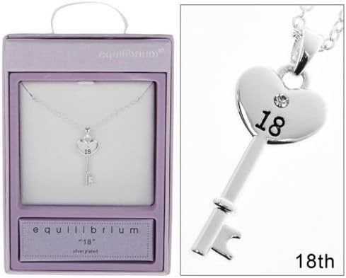 Equilibrium Silver Plated Key Pendant 18th Birthday Necklace (54410), 126 x 94 x 32mm - Image 3