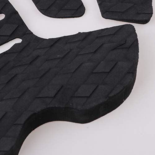 SM SunniMix 5Pcs Adhesive Surfboard Traction Tail Pads Non-Skid Surfing SUP Stomp Mat Deck Tape Grips for Longboard Stand up Paddle Board Skimboard Black