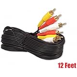 iMBAPrice&reg; 12FT RCA M/Mx3 Audio/Video Cable Gold Plated - Audio Video RCA Cable 12ft