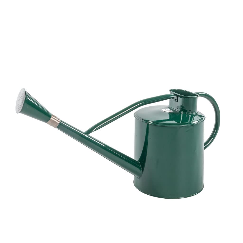 Kent & Stowe 9L Long Reach Watering Can in Forest Green, Rust-Resistant Galvanised Watering Can with Swivel Rose Head, Classic All Year Round Garden Tools Made from Steel
