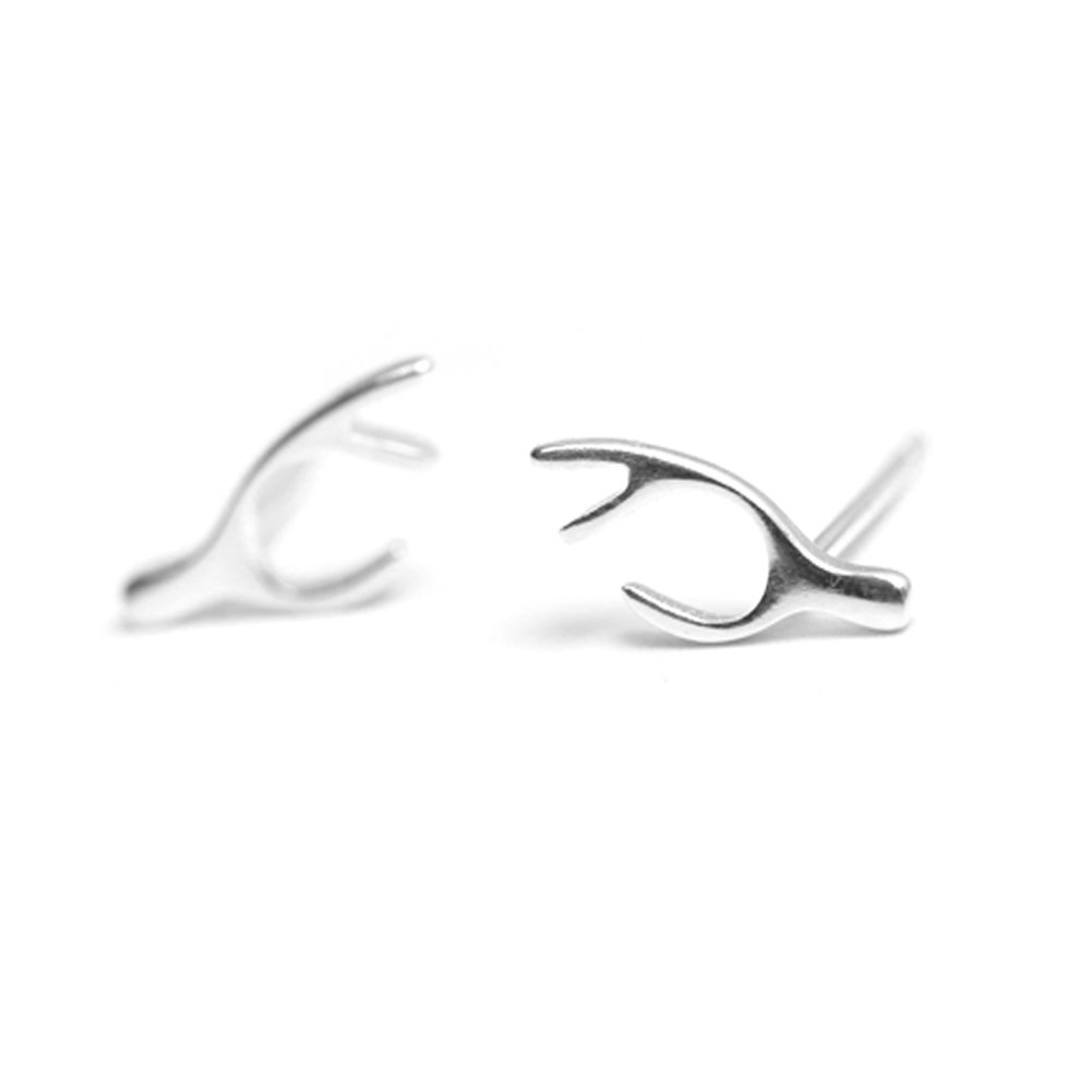 Helen de Lete Deer Antler Horn 925 Sterling Silver Earrings