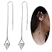 Threader Drop Earring Dangle Ear Long Bar Chandelier Tassel Chain Retro Triangle Crystal Ear Line Jewelry Rhombus