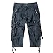 Hzcx Fashion Mens Washed Cotton Long Capris Multi-Pockets Casual Cargo Shorts