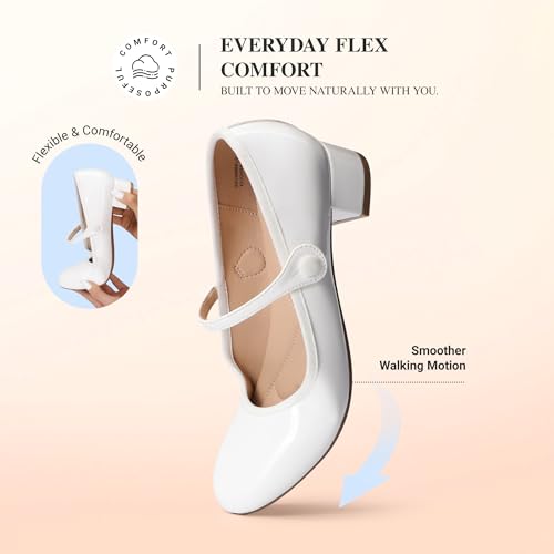 DREAM PAIRS Women's Comfortable Dress Shoes Thick Low Heels Mary Jane Slip on Round Toe Casual Cute Work Shoes