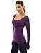 PattyBoutik Women's Scoop Neck Ruched Raglan Long Sleeve Top (Medium Purple M)