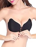 Womens Strapless Push Up Sexy Backless Lace Up Adhesive Bras with Drawstring