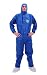 Raygard 30303 SMS Disposable Coveralls Chemical Protective Suit Elastic at Cuffs, Ankles, Hood and Waist Zip Front Serged Seams for Mechanic Work Spray Painting(X-Large, Blue)