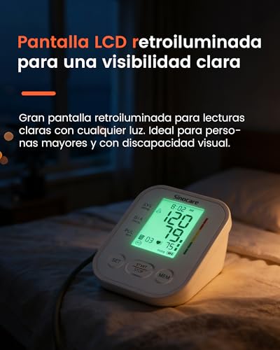Sinocare Digital Arm Blood Pressure Monitor with Large Screen, White