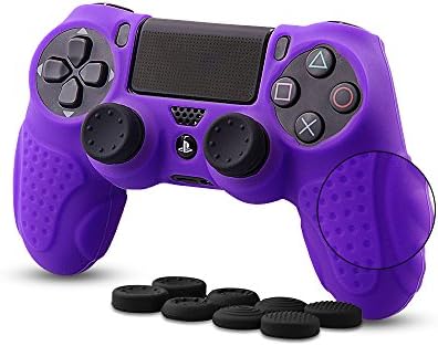 Amazon Ps4 コントローラー カバー シリコン素材 ソフト スキンケース Chinfai プレイステーション4 コントローラー対応 保護 カバー 耐衝撃 簡単装着 アシストキャップ 8個付き パープル ケース 収納