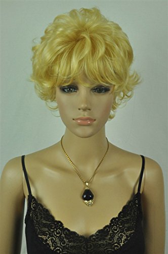 Diy Women's Blonde Short Curly Cosplay Party Full Hair Wigs