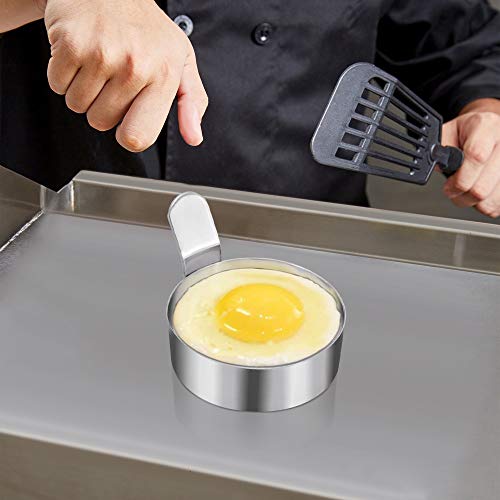 Egg Ring, 4 Pack 3 Inch Stainless Steel Metal Egg Rings Mold Cooking Rings Egg Shaper Pancake Ring Omelet Mold Kitchen Cooking Tool For Fried Egg Biscuits Sandwiches