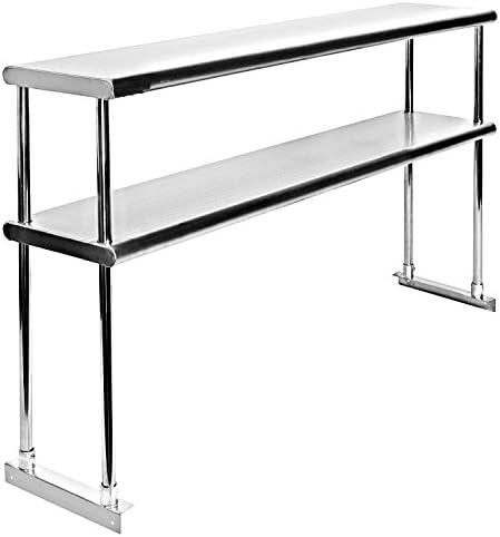 Stainless Steel Adjustable Double Overshelf for Work Table 18 x 48