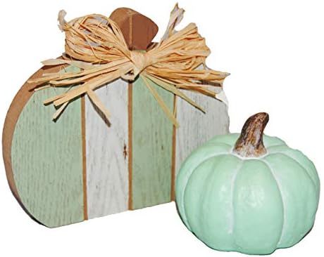 Changing Seasons Tabletop Decorative Pumpkins (Mint Green)