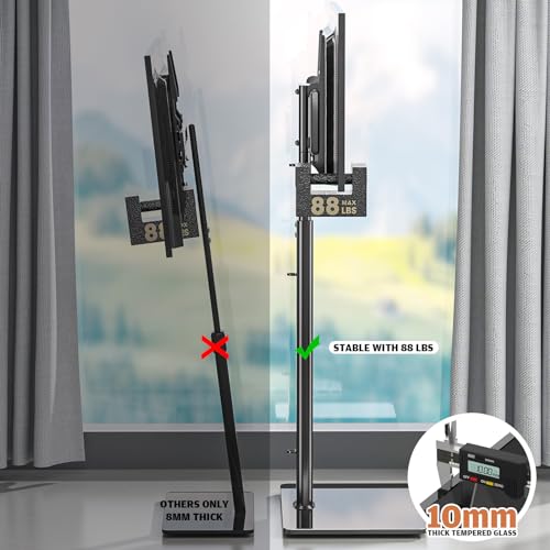 Hemudu Universal Floor TV Stand with Mount 80 Degree Swivel Height Adjustable and Space Saving Design for Most 27 to 65 inch LCD, LED OLED TVs, Perfect for Corner & Bedroom HT1002B