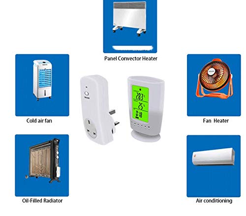 Digital Programable Termostato Inalámbrico Digital Enchufe Control,Programable y Toma de Corriente de Control de Temperatura(EU Blanco)