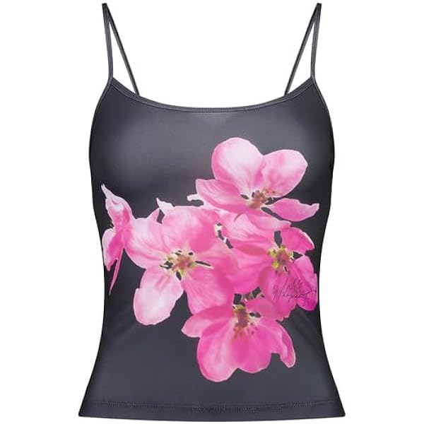 Y2K Floral Cami Tank Tops for Women Boho Flower Spaghetti Strap