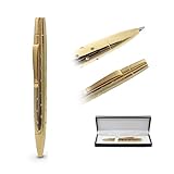 2cl direct Classic 24K Gold Plated & Palladium Trim Stainless Steel Ballpoint Pens Inlaid with Top Zircon Stones/Artificial Diamonds, Gift Boxed - Gold