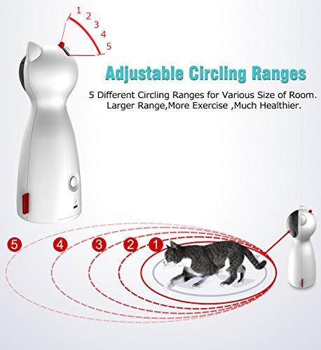 POWERbeast Laser Cat Toys Interactive - Pet Laser Pointer for Cats/Dogs with Automatic Rotating,Auto Shutdown/Startup for Catch and Training,5 Adjustable Rotating Height/Range,Cat Exercise Toys