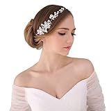 Bella-Vogue -1pcs Handmade Crystal Rhinestone+ Pearls Headdress Bridal Wedding hair accessories Headwear Headpiece Head Flower-NO.176(white)