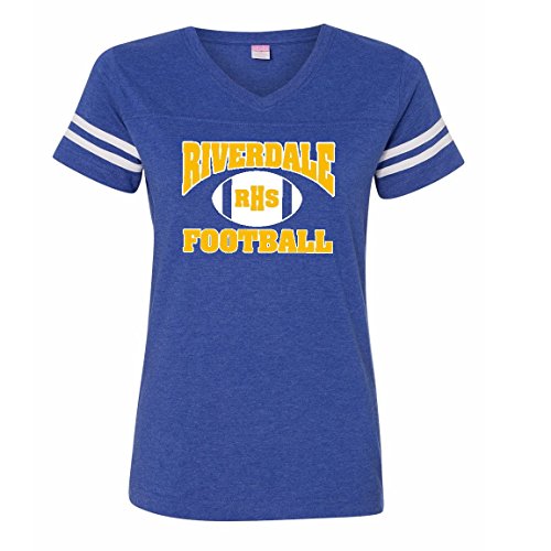 The Creating Studio Women's Riverdale Football V-Neck (Medium, Royal Blue)