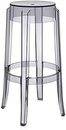 Kartell Set 2 Charles Ghost transparent fumé stool H.75 cm