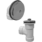 Chrome Plated One-Hole Lift and Turn Bath Waste Kit, Direct T-Waste Half Kit, PVC