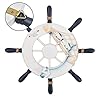 BUYGOO 2 Pack Nautical Decor 13" Wooden Ship Wheel and Wood Anchor with Rope Nautical Boat Steering Rudder Wall Decor Door Hanging Ornament Beach Theme Home Decoration