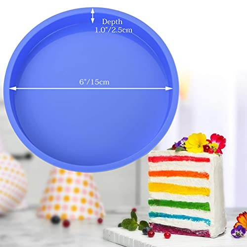 Round Silicone Cake Baking Pan 6 Inch Rainbow Layer Cake Molds