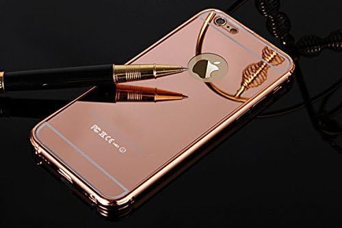 Gold Mirror iphone 6 case, Heast(TM) Clear Mirror With Metal Bumper Back Shell Hard Case Cover for iphone 6 4.7 inch-(Rose-Gold)