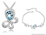 Nicedeco Seablue,swarovski Elements Austrian Crystal Jewelry Sets,dancing Butterflies,necklace,bracelet(2-piece Set),elegant Style and Exquisite Craftsmanship