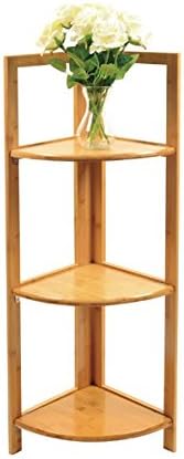 Versatile Style Home 3 Tier Bamboo Corner Shelf Made w/ Natural Bamboo Wood 38'' H x 16.5'' W x 12'' D in.