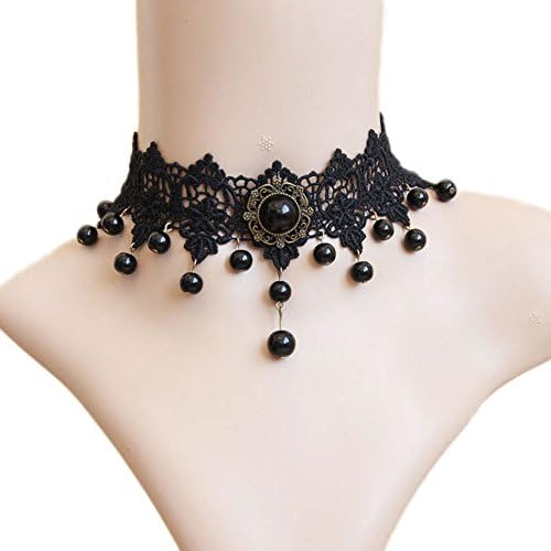 KingBig Lace Necklace, Dress Accessories Victorian Lolita Choker Collar Necklace Neck Chain for Halloween Vampire Dress up Masquerade Fancy Ball Wedding Decoration (Style 4)