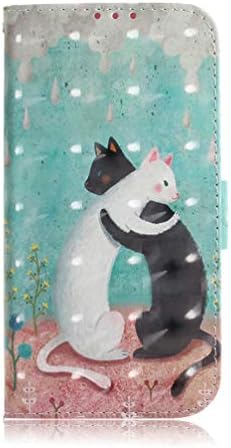 Huawei Mate 20 Lite Phone Case,Flip Shockproof PU Leather Cover Notebook Wallet Case with Magnetic Closure Stand Card Holder ID Slot Folio Soft TPU Bumper Protective Skin,Black White Cat
