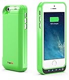 PowerBear Battery Case iPhone 5SE / 5S / 5C / 5 [4000mah] Built in USB Power Bank Capacity (Up to 2.5X Extra Battery) - Green [24 Month Warranty and Screen Protector Included]