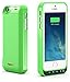 PowerBear iPhone 5SE / 5S / 5C / 5 Extended Rechargeable Battery Case [4000mah] Built in USB Power Bank Capacity (Up to 2.5X Extra Battery) - Green [24 Month Warranty and Screen Protector Included]